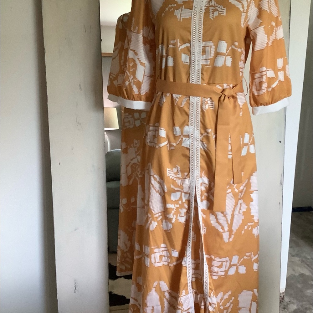 Harvest Yellow and White Patterned Dress